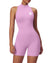 Activewear Bodysuit with Zipper - Pink